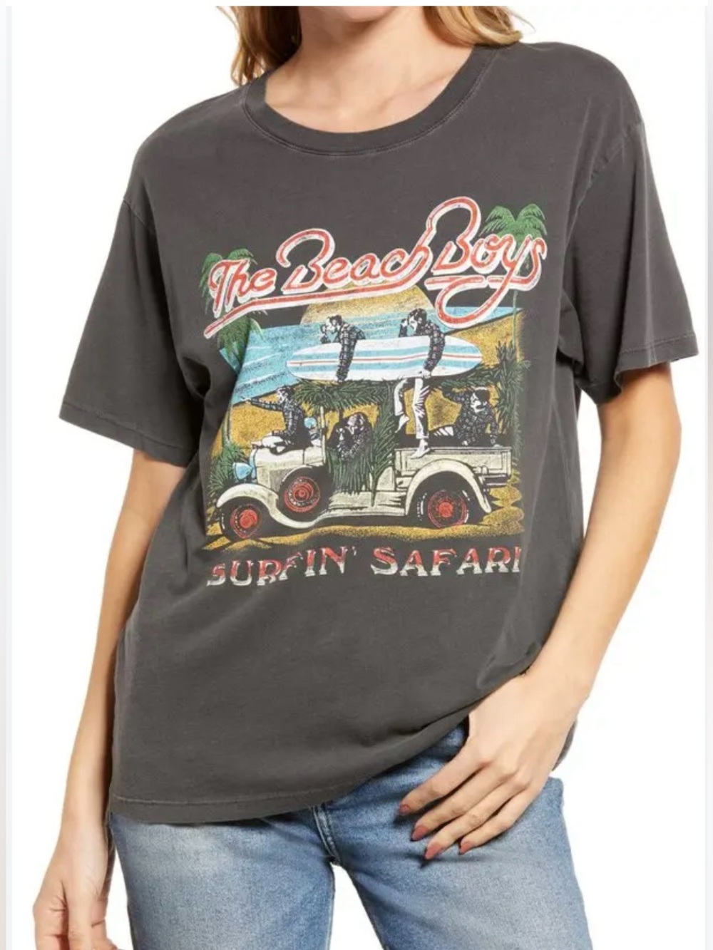 Daydreamer Beach Boys Surfin’ Safari Boyfriend Tee in Vintage Black - Picture 8 of 9